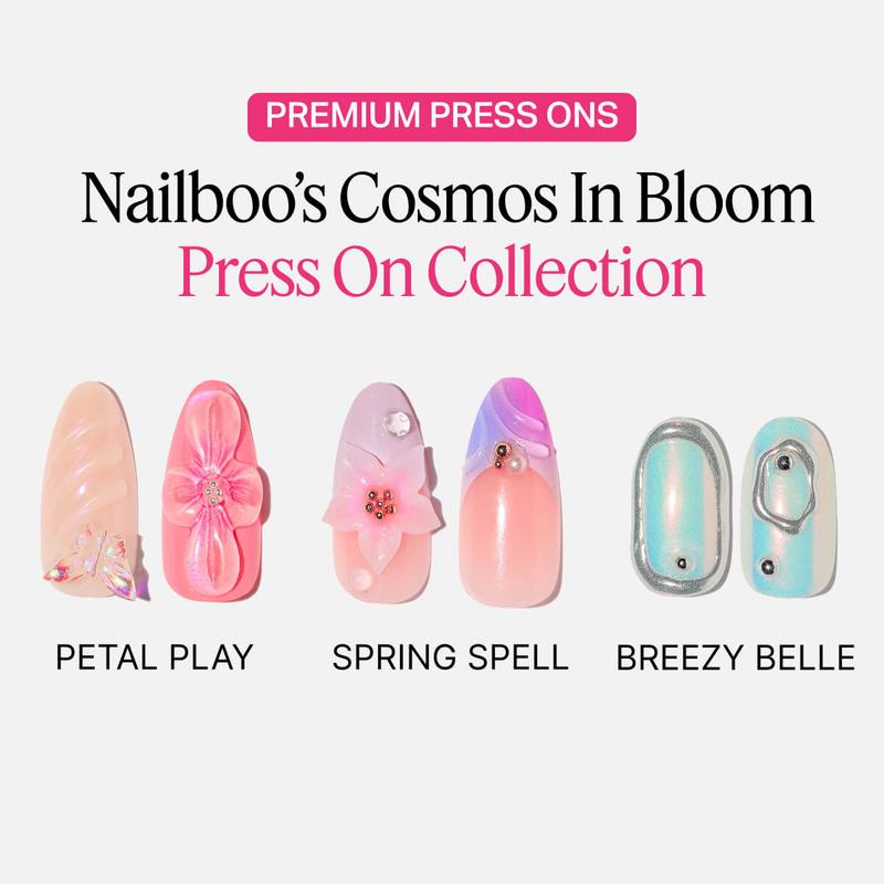 Nailboo’s Cosmos In Bloom Press Ons Stylish Acrylic Nails Acrylic Fake Nails