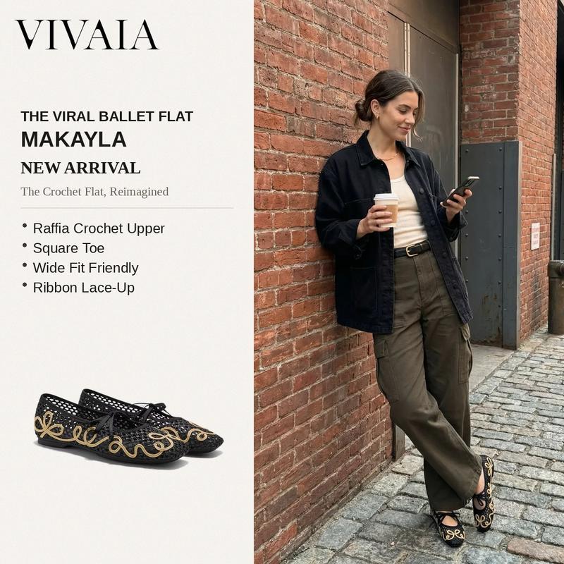 VIVAIA Square-Toe Wide Feet Friendly Mesh Ballet Flats, 6mm Memory Foam Comfortable Raffia Sandals, Walking Raffia Shoes, Wide Feet Friendly Breathable Flats for Travel , Vacations, Parties (Makayla & Maura & Carey) tiktokshopspringglowup