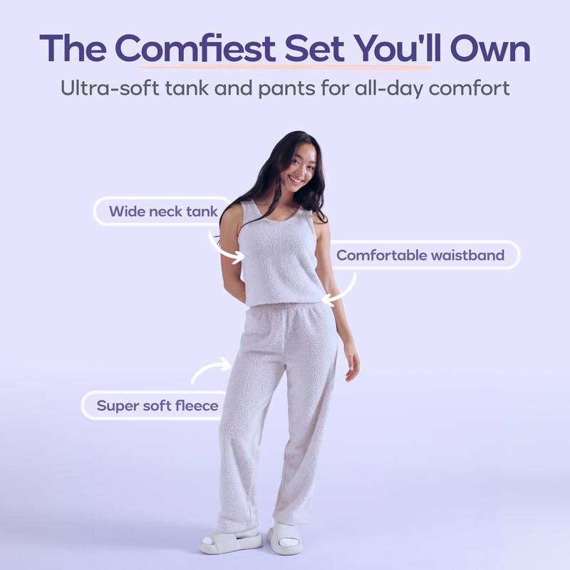 Mellow Sleep | MellowSoft Lounge Set - Cloud Soft Double Sided Plush Fleece Loungewear Ultra Cozy Pajama Robe Set Warm Comfortable Home Sleepwear
