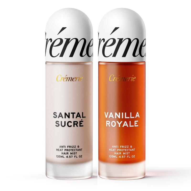 Cremerie Vanilla Santal Duo | Vanilla Royale + Santal Sucré Hair Mists | Heat Protectant & Anti Frizz