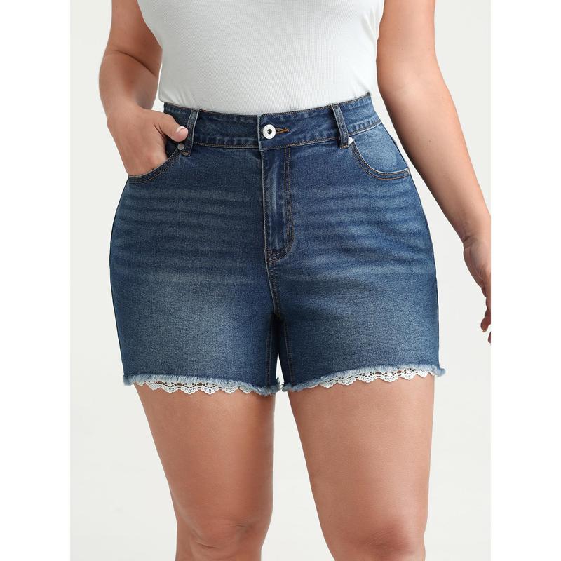 BloomChic Lace-Trim Denim (Plus)