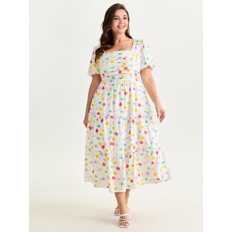 BloomChic Pleated Floral Midi (Plus)