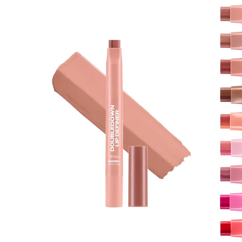 sacheu DoubleDown Lip Definer - 2-in-1 Lip Liner & Balm, Long-Lasting K-Beauty Lipstick with Satin Finish, Avocado Oil & Vitamin E