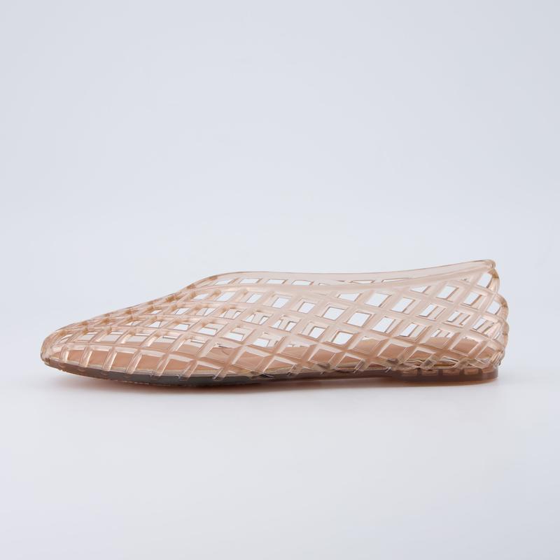 Cushionaire Siesta Modern Lattice Ballet Flats for Women, Comfortable Slip On Pointed Toe Womens Jelly Shoes
