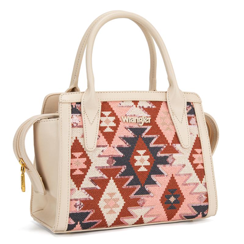 Wrangler Sparkle Aztec Purse for Women Boho Top-handle Bags Western Satchel Handbags with Shoulder Strap